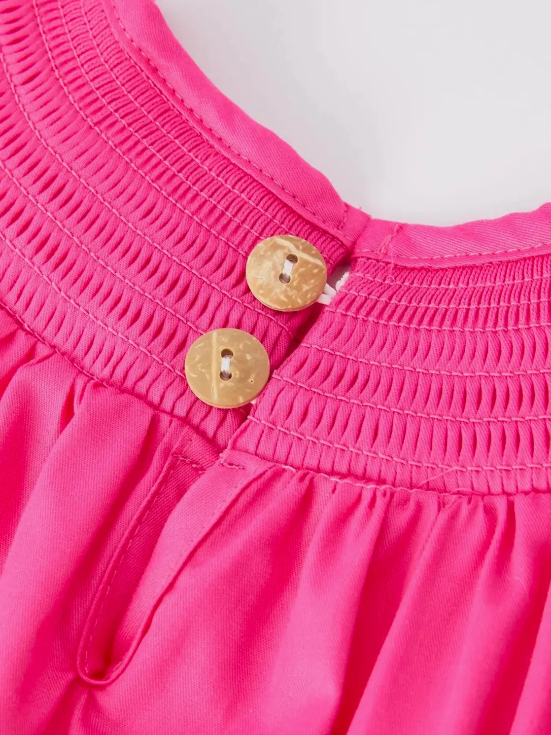 Bows Smocked Dress: Fuchsia
