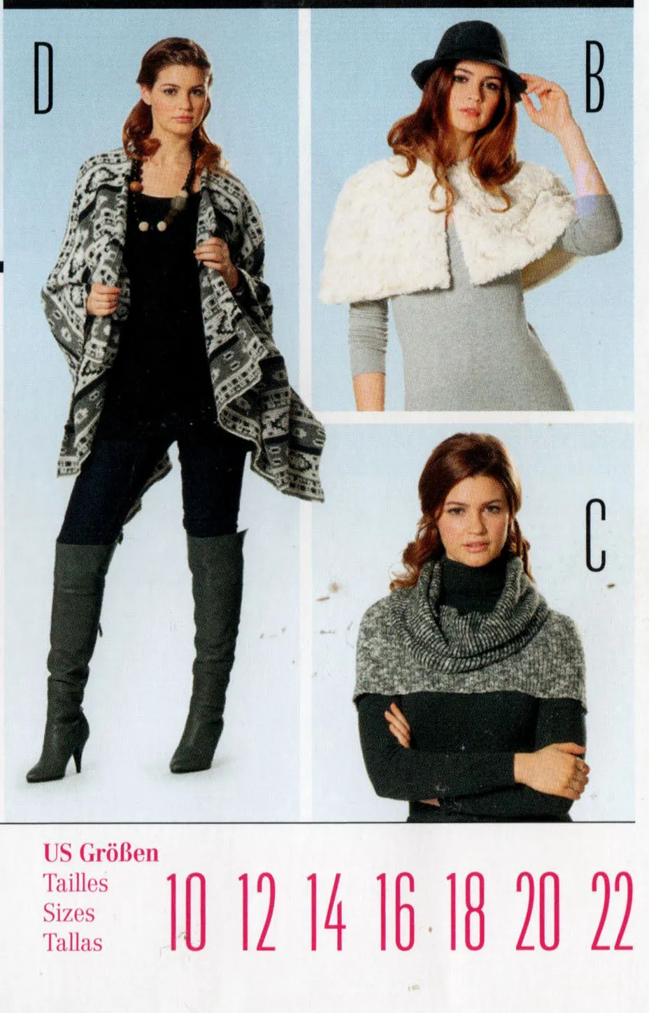 Burda Young 7313 Womens Shrugs Wrap & Capes Sewing Pattern Sizes 10 - 22 UNCUT Factory Folded