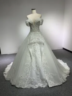 BYG fashion design off the shoulder wedding dress lace up