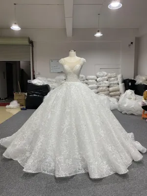 BYG portrait crystal beadings princess gown wedding dress