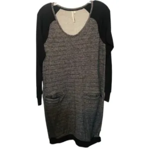 CALVIN KlEIN medium black &amp; gray sweatshirt dress scoop neck ,pockets