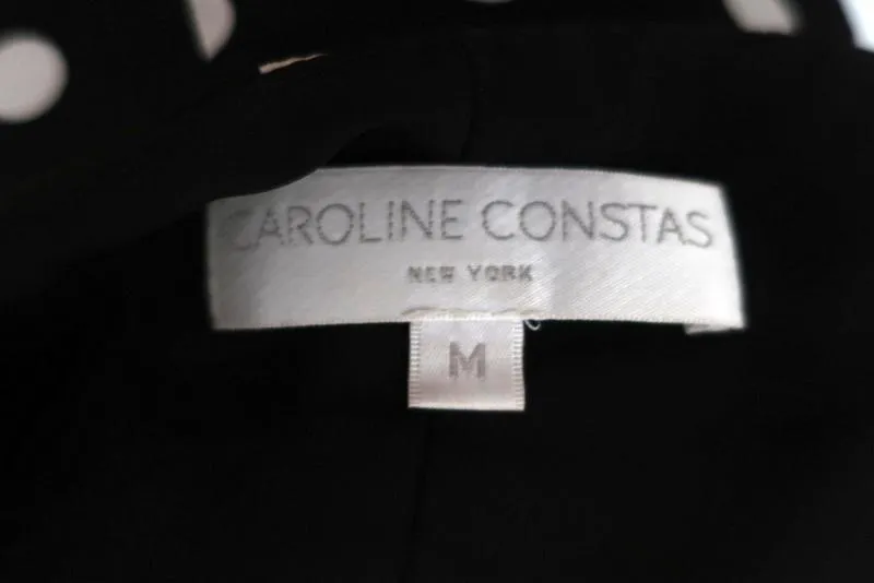 Caroline Constas Dress Marie Black & White Polka Dot Stretch Satin Size Medium
