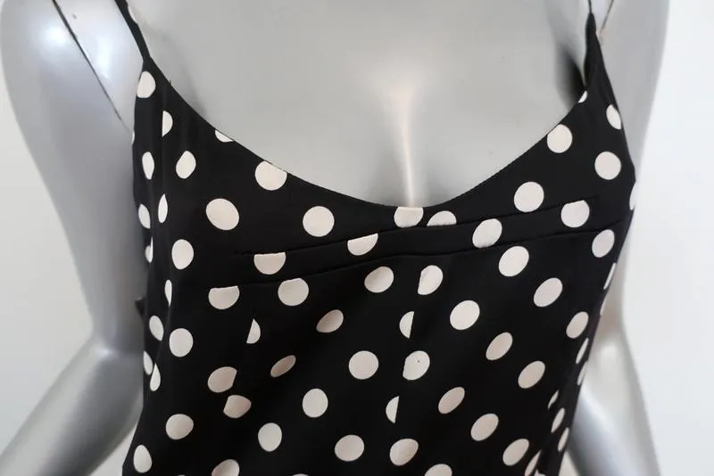 Caroline Constas Dress Marie Black & White Polka Dot Stretch Satin Size Medium