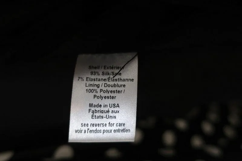 Caroline Constas Dress Marie Black & White Polka Dot Stretch Satin Size Medium