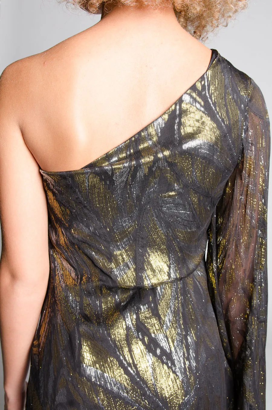 CATELYN Silk Lurex One Shoulder Dress