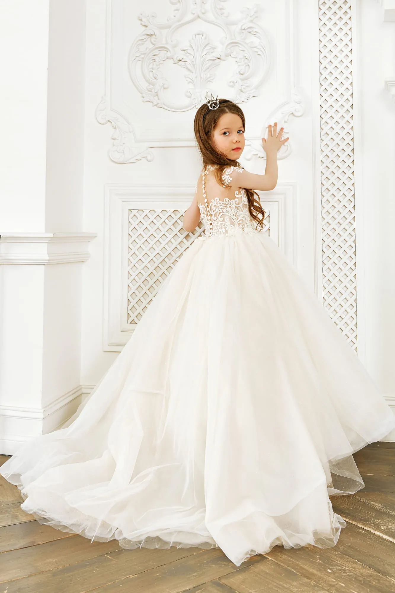 Catholic First Communion Dress with high Neckline