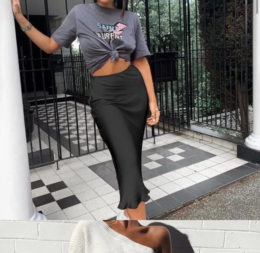 Causal Silk Skirt