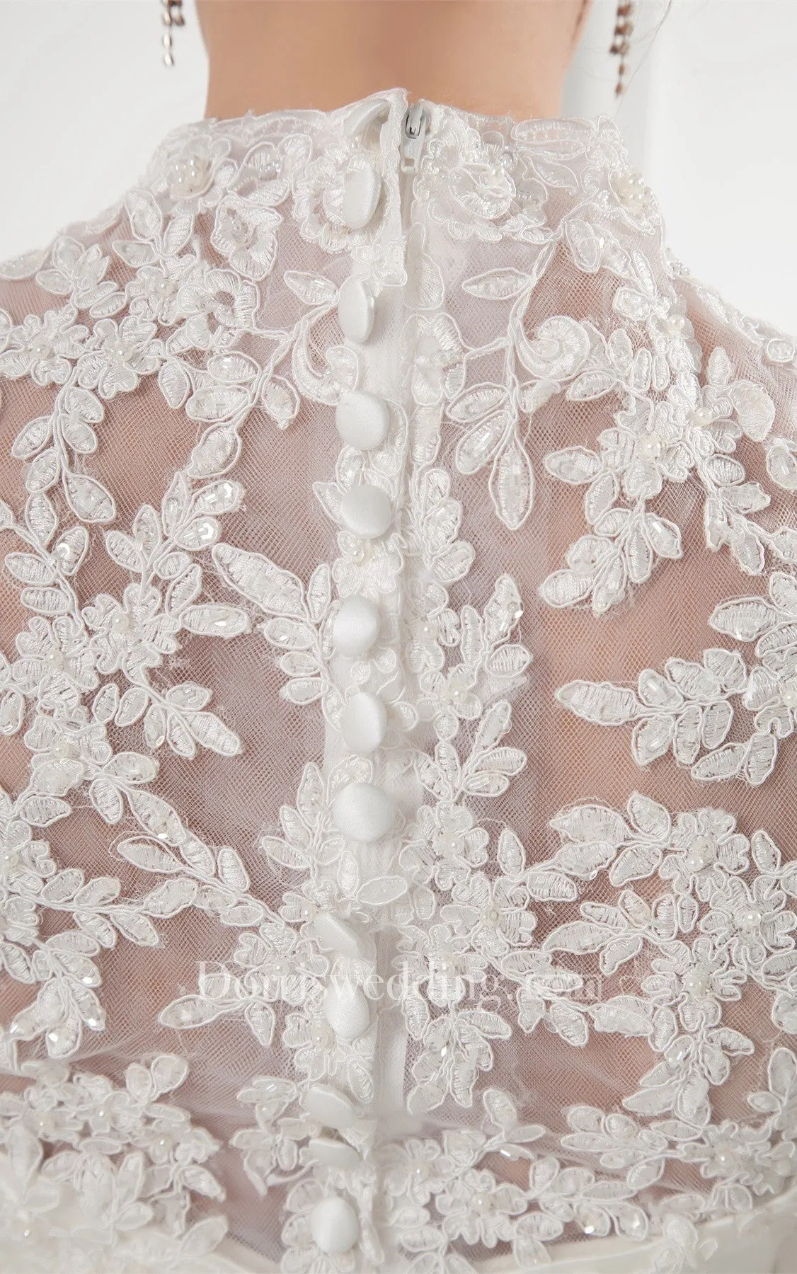 Charming Satin Sleeve V Neck Wedding Dresses-GC_707457