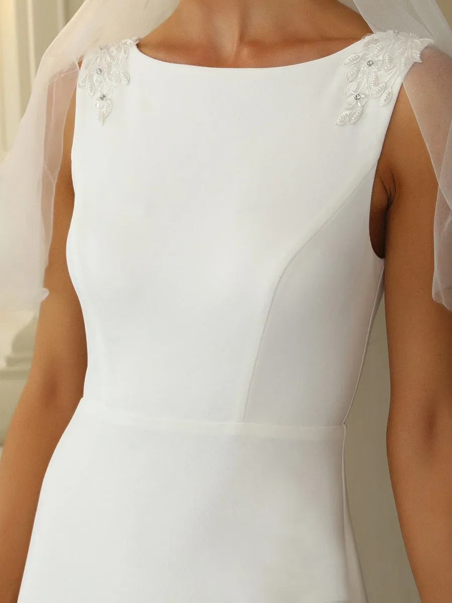 Cherry boat neck wedding dress with fishtail in ivory s28 Express NZ wide
