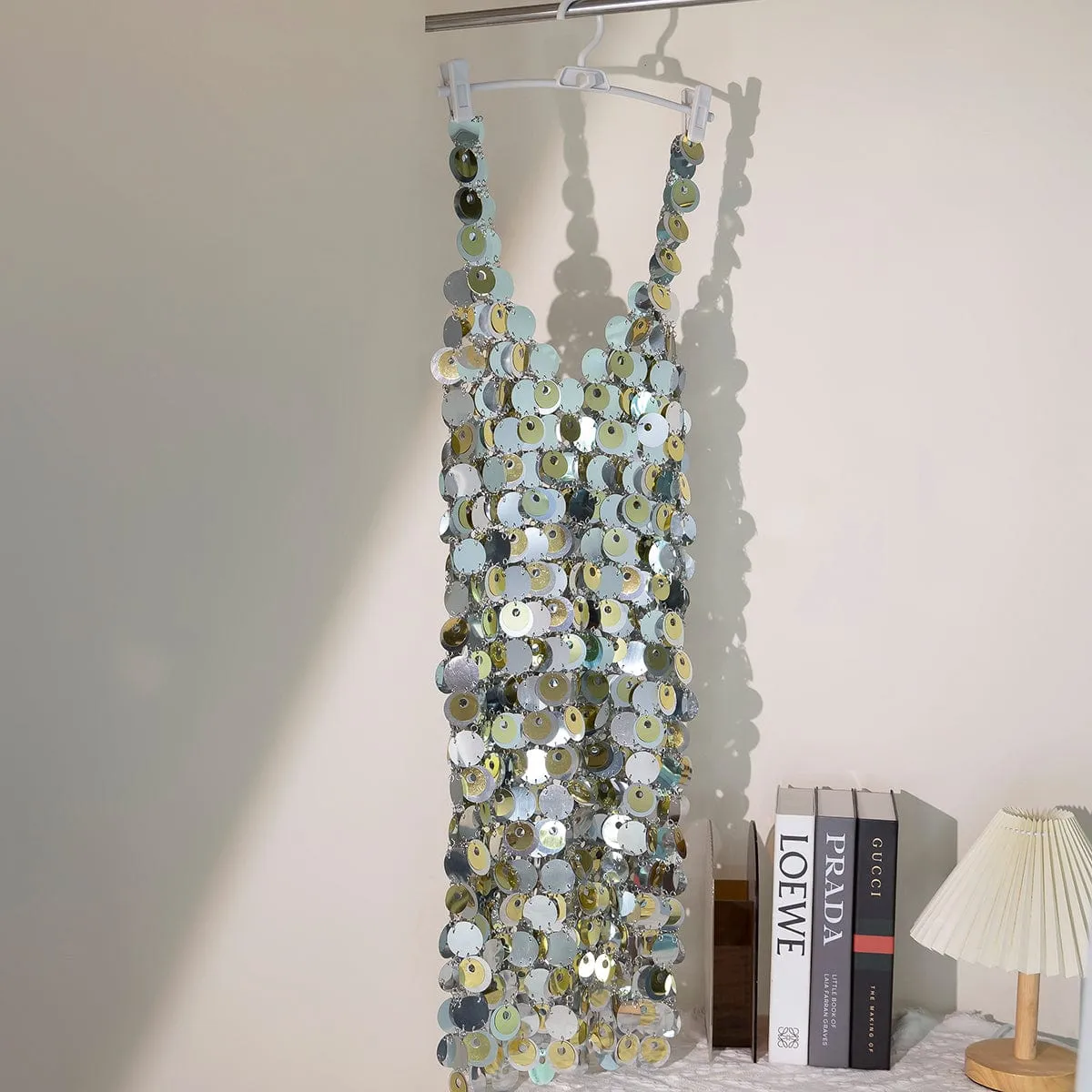 Chic Handmade Glitter Squamous Sequins Patchwork Midi Dress
