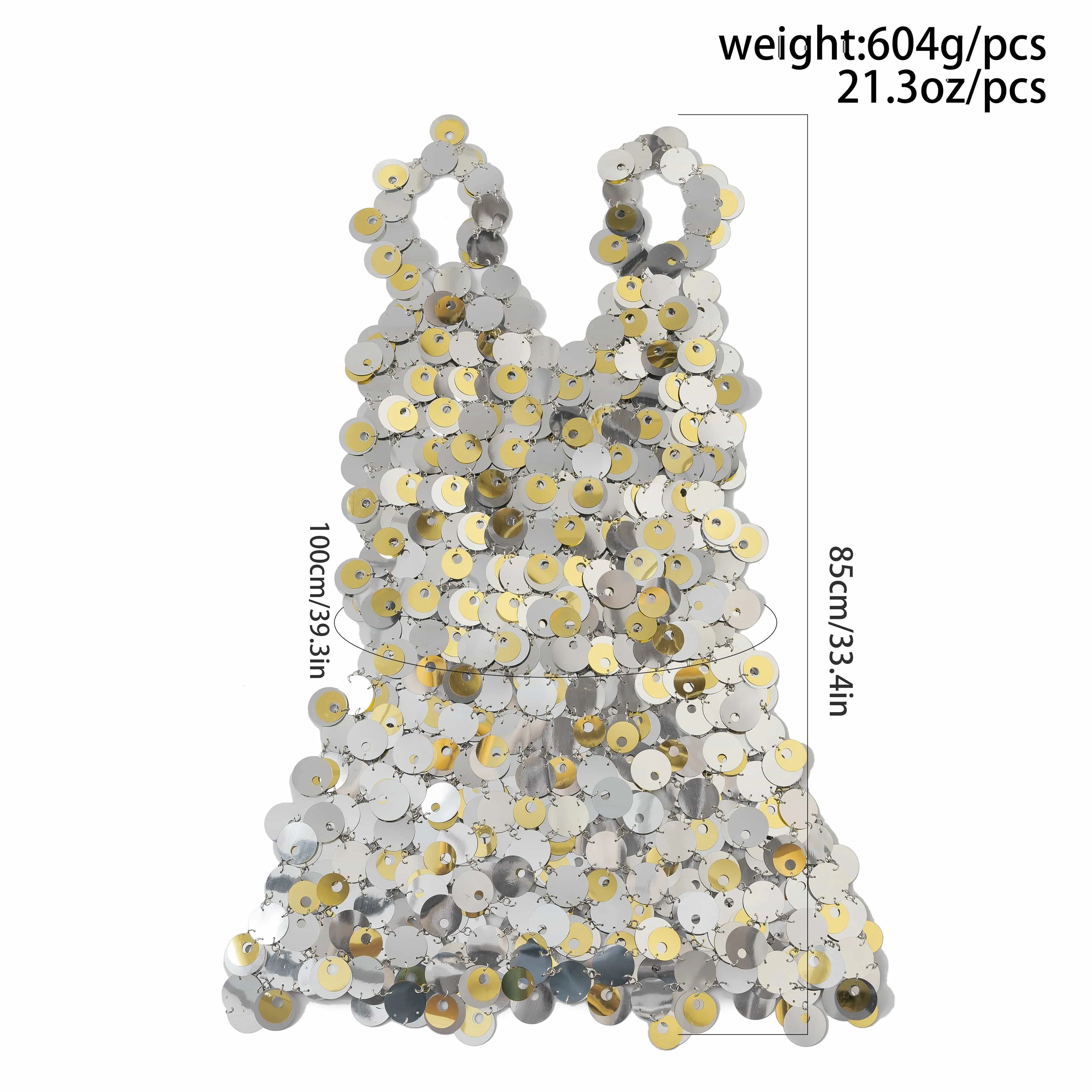 Chic Handmade Glitter Squamous Sequins Patchwork Midi Dress