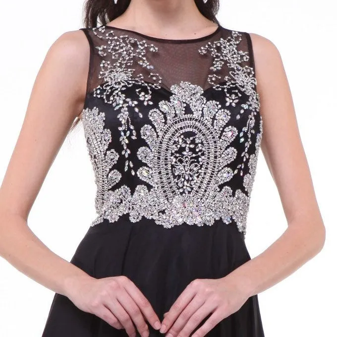 Cinderella Divine 56 Bateau Illusion Neck Embellished Bodice Sleeveless Gown