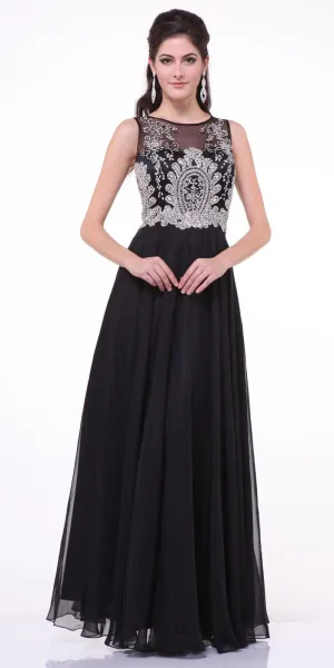 Cinderella Divine 56 Bateau Illusion Neck Embellished Bodice Sleeveless Gown