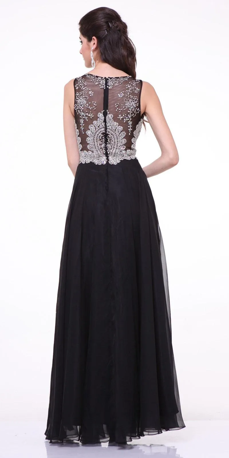 Cinderella Divine 56 Bateau Illusion Neck Embellished Bodice Sleeveless Gown