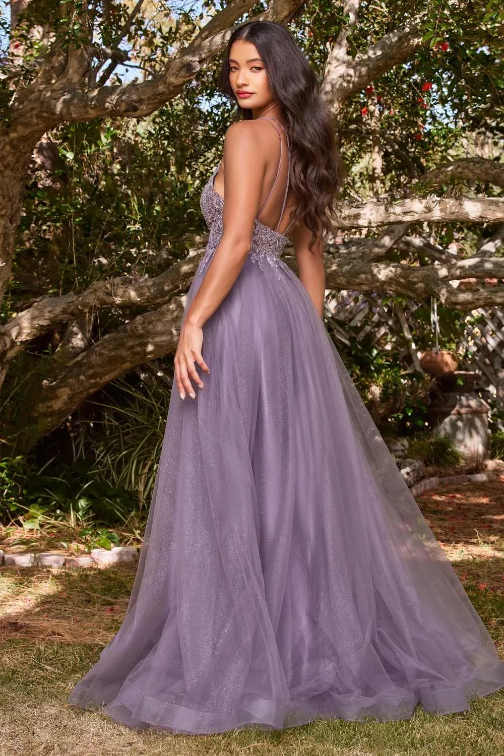Cinderella Divine CD0154 Long Dress Beaded Applique Bodice Layered Tulle Skirt