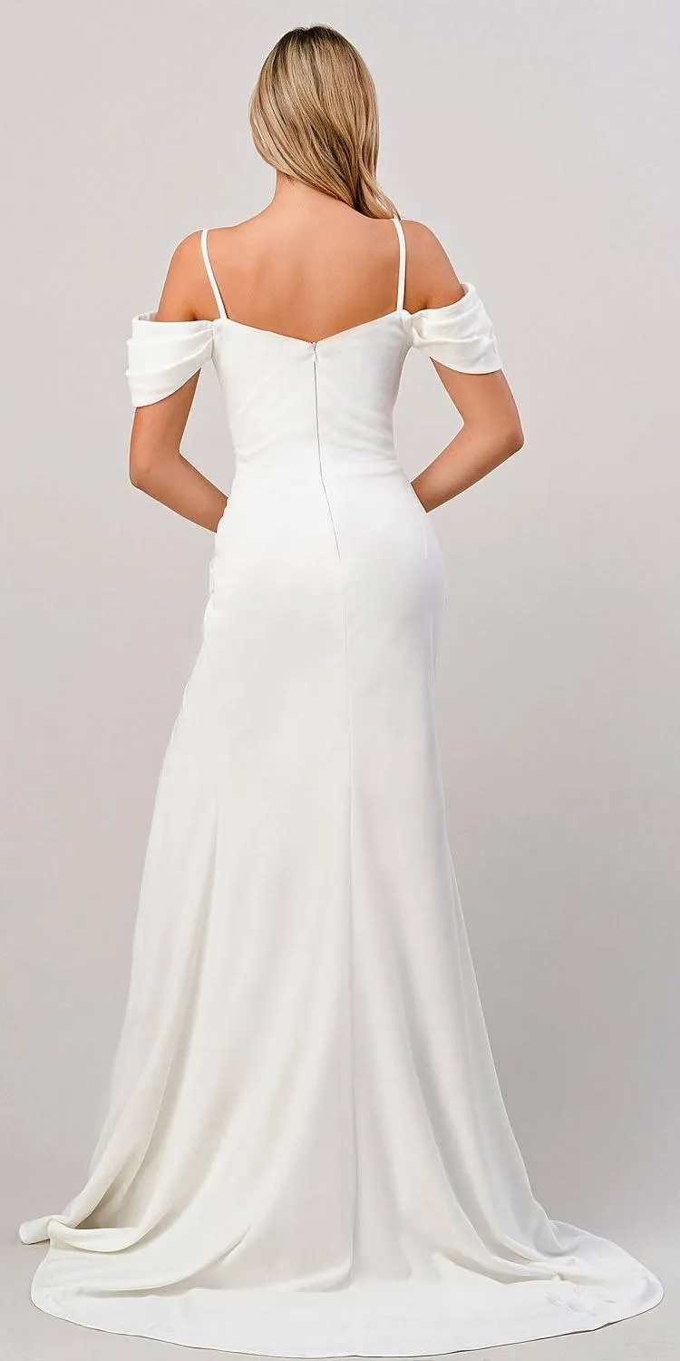 Cinderella Divine KV1057W Crepe Off the Shoulder Dress