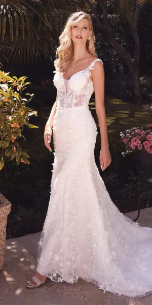 Cinderella Divine TY01 Sheath Wedding Gown Floral Appliques Corset Bodice