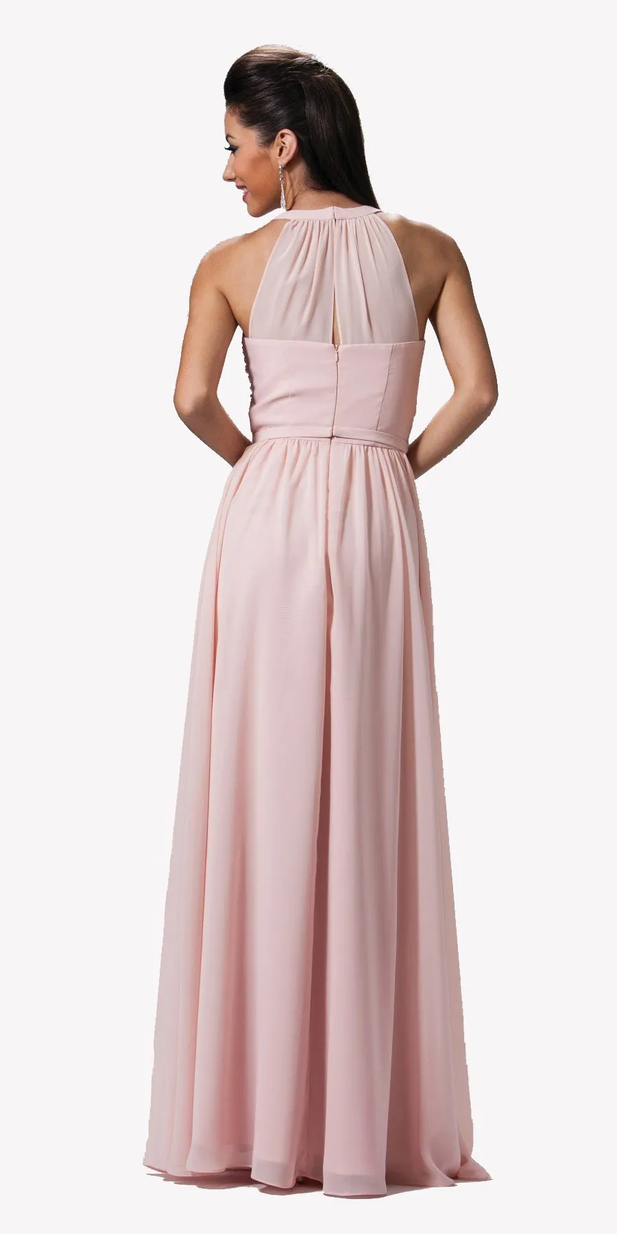 CLEARANCE - Cinderella Divine 1469 High Neck Illusion Long A-Line Dress (Size XL)