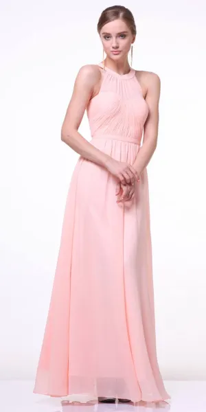 CLEARANCE - Cinderella Divine 1469 High Neck Illusion Long A-Line Dress (Size XL)