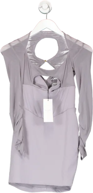 Club L Purple This Moment High Neck Cut Out Mini Dress With Mesh Sleeves UK 8