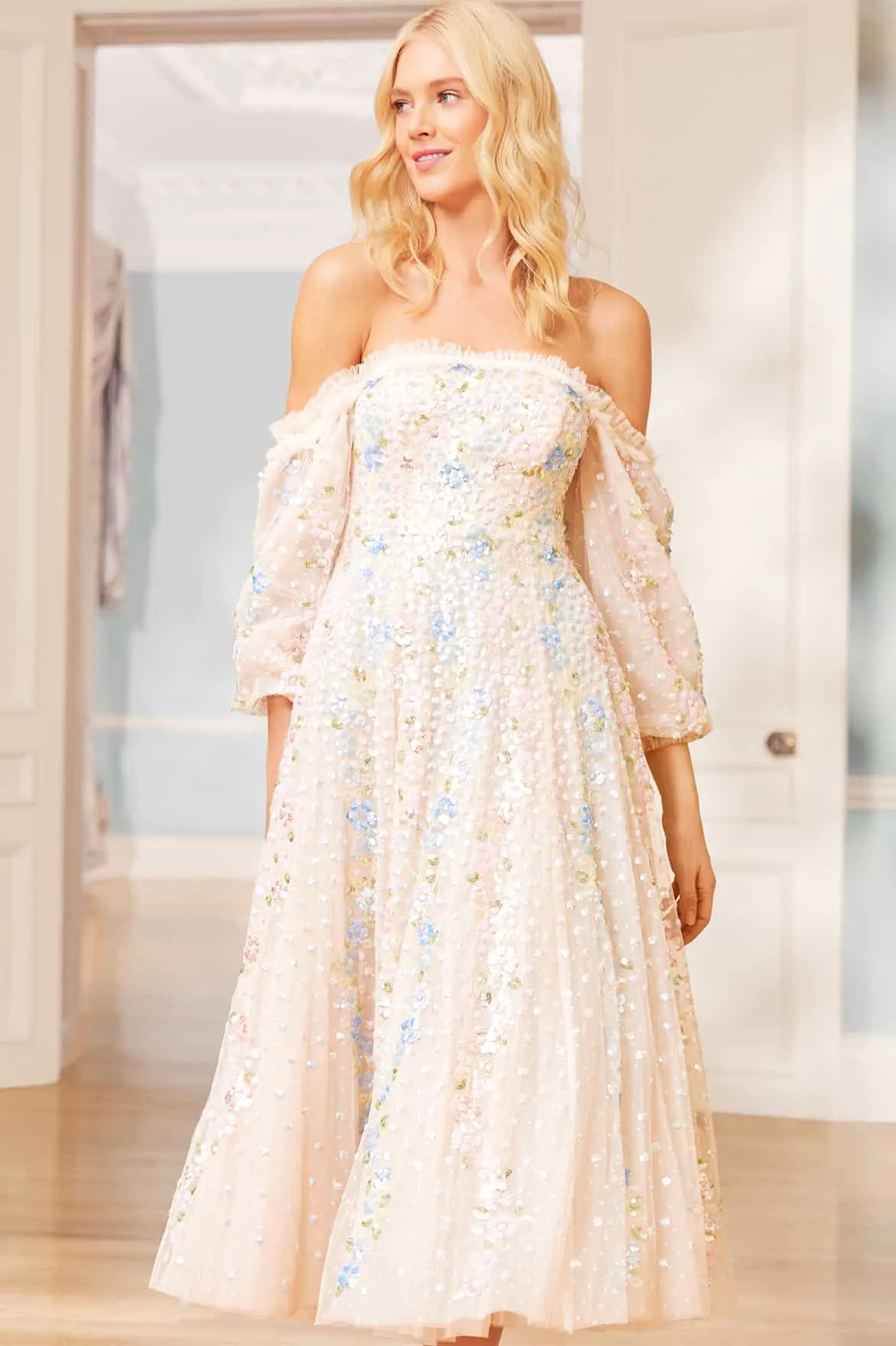 Confetti Gloss Off-Shoulder Ballerina Dress