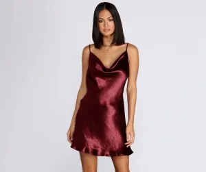 Cowl Neck Stylish Satin Mini Dress