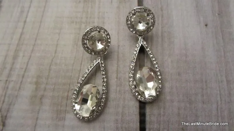 Crystal & Pave Rhinestone Dangle Earrings