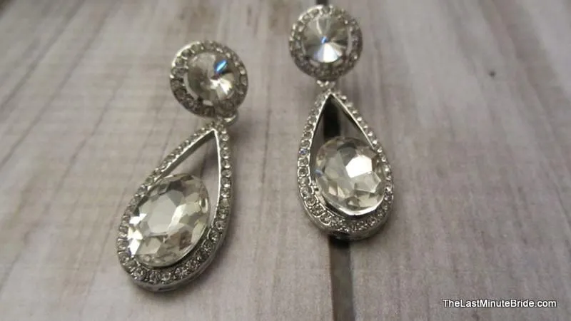 Crystal & Pave Rhinestone Dangle Earrings