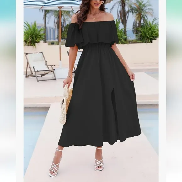 CUPSHE Ruffle Maxi Summer Off The Shoulder Dress. NEW!