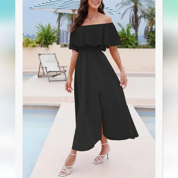 CUPSHE Ruffle Maxi Summer Off The Shoulder Dress. NEW!