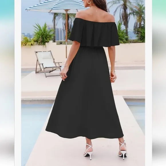 CUPSHE Ruffle Maxi Summer Off The Shoulder Dress. NEW!