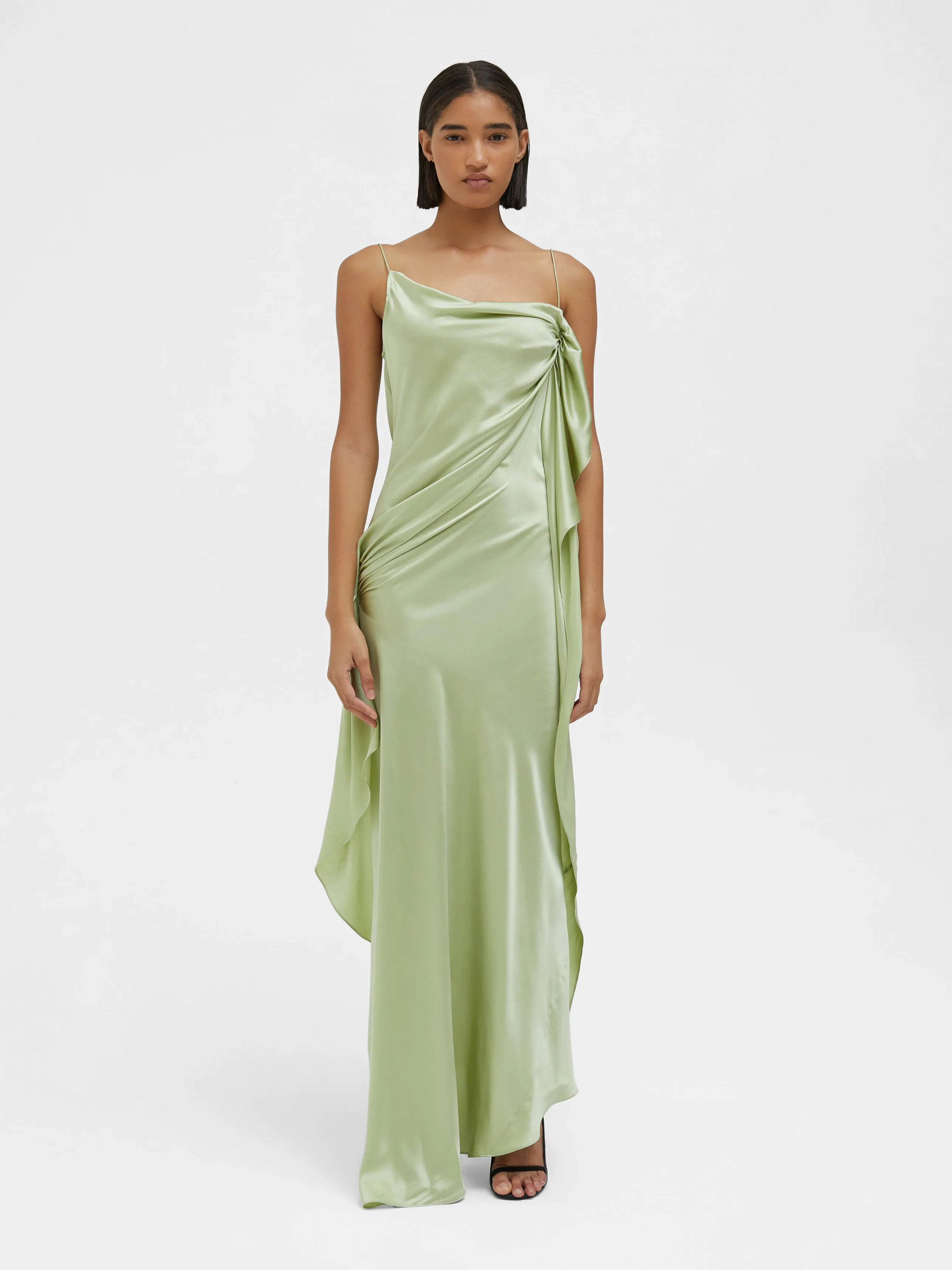 Cusco Silk Drape Cami Dress - Pistachio
