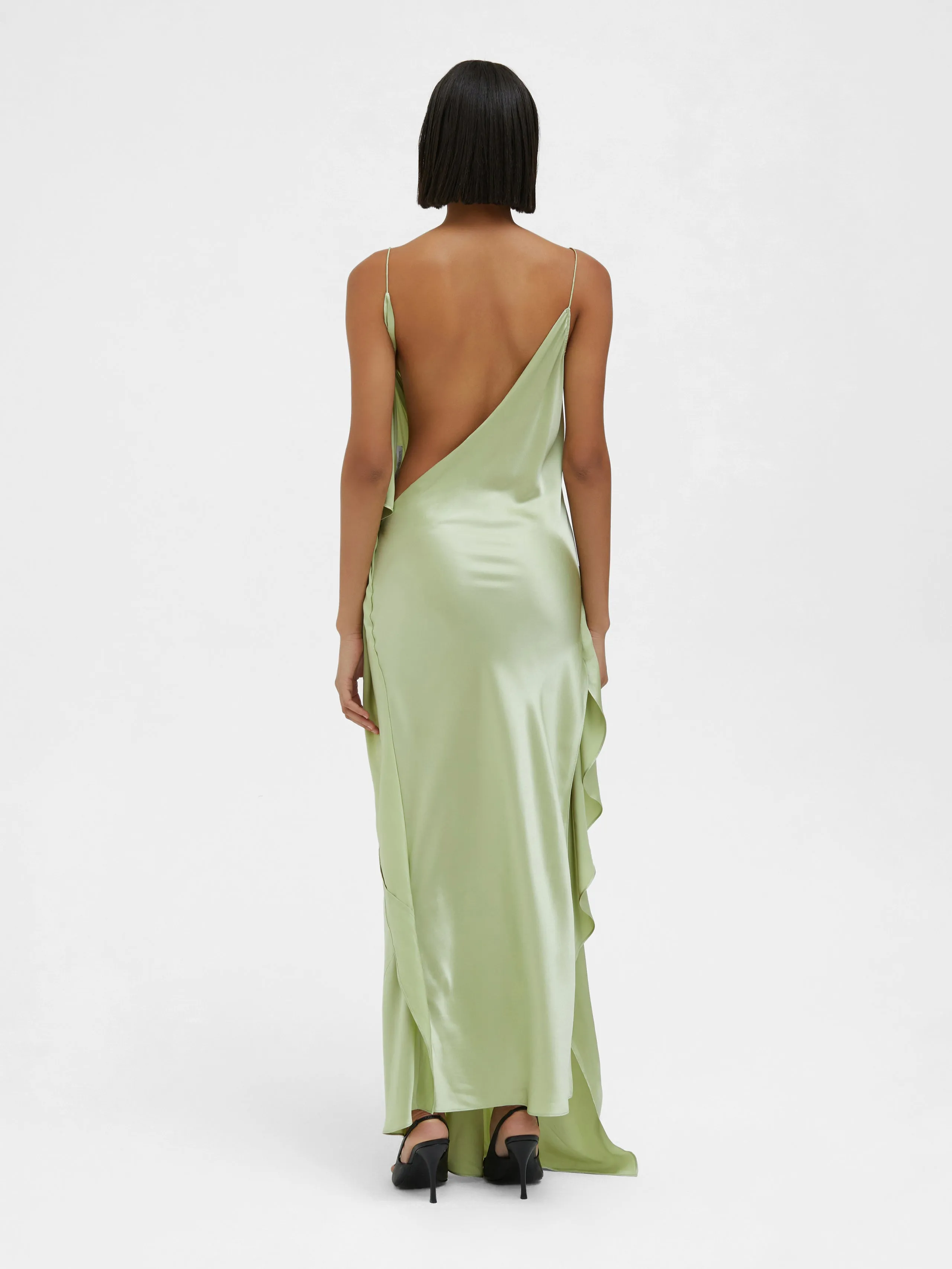 Cusco Silk Drape Cami Dress - Pistachio