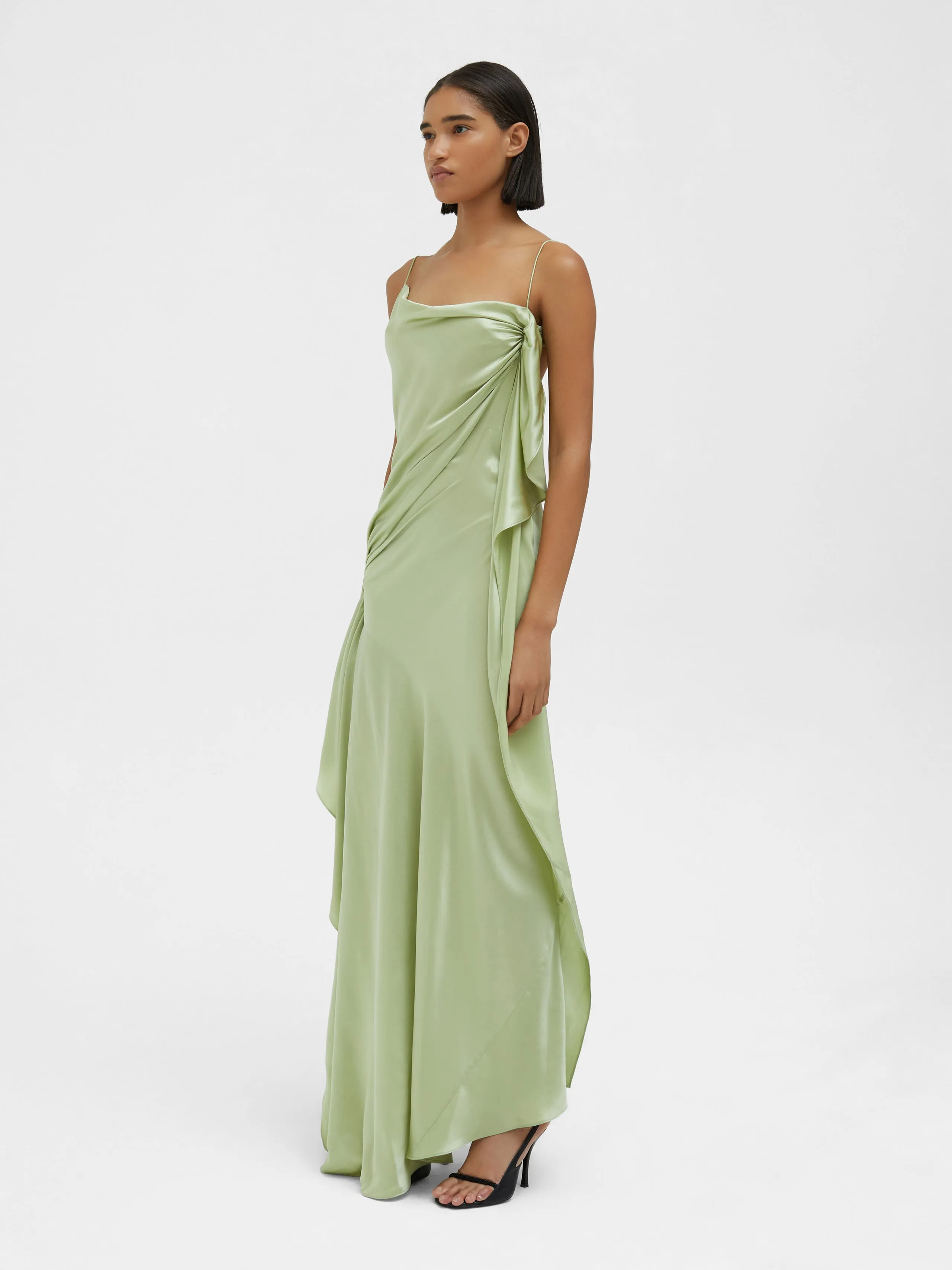 Cusco Silk Drape Cami Dress - Pistachio