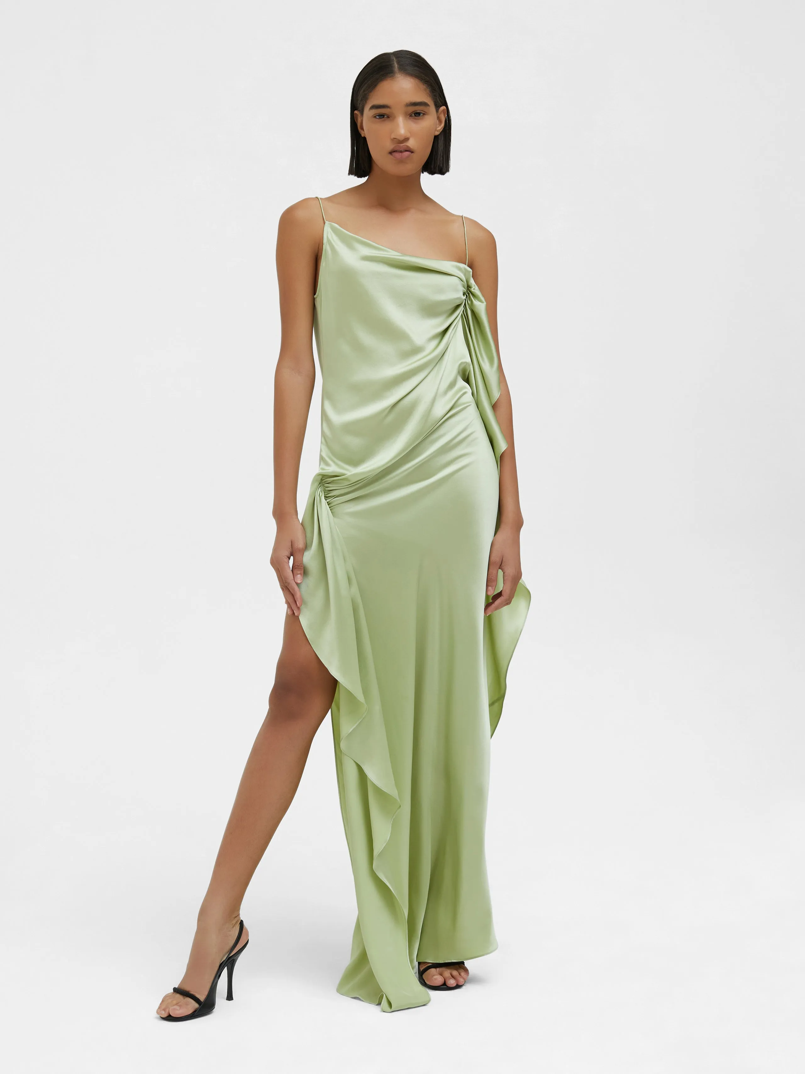 Cusco Silk Drape Cami Dress - Pistachio
