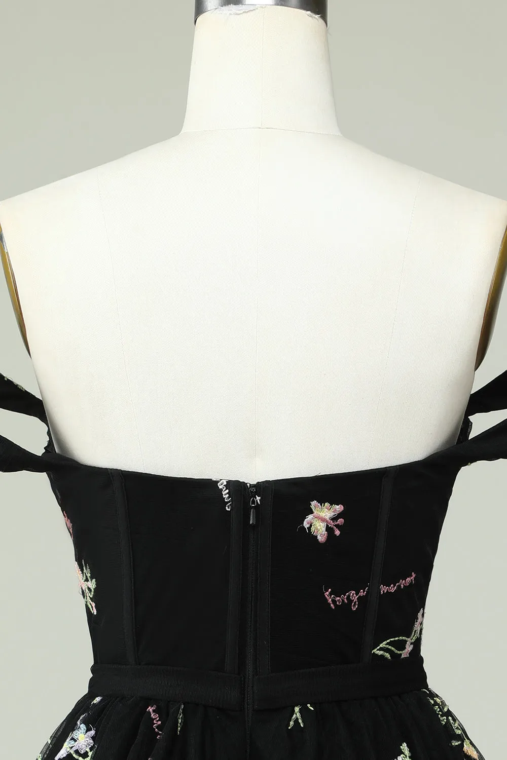 Cute A Line Sweetheart Black Short Homecoming Dress with Embroidery