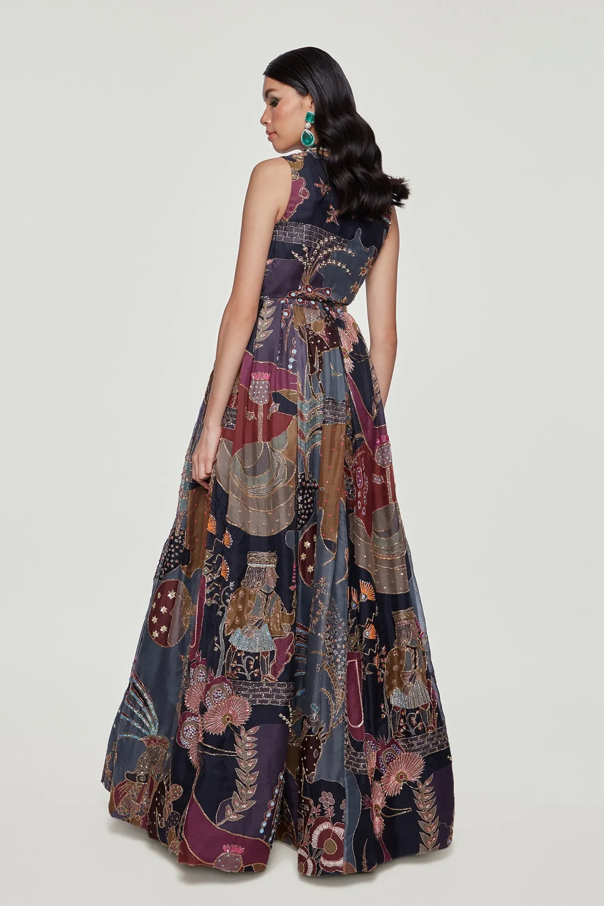 Dark Knight Paper Dolls Organza Printed and Embellished Gown