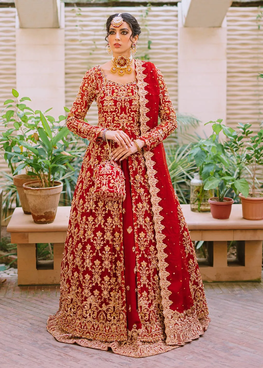 Designer Bridal Lehenga in Red and Golden Colour #BN1140