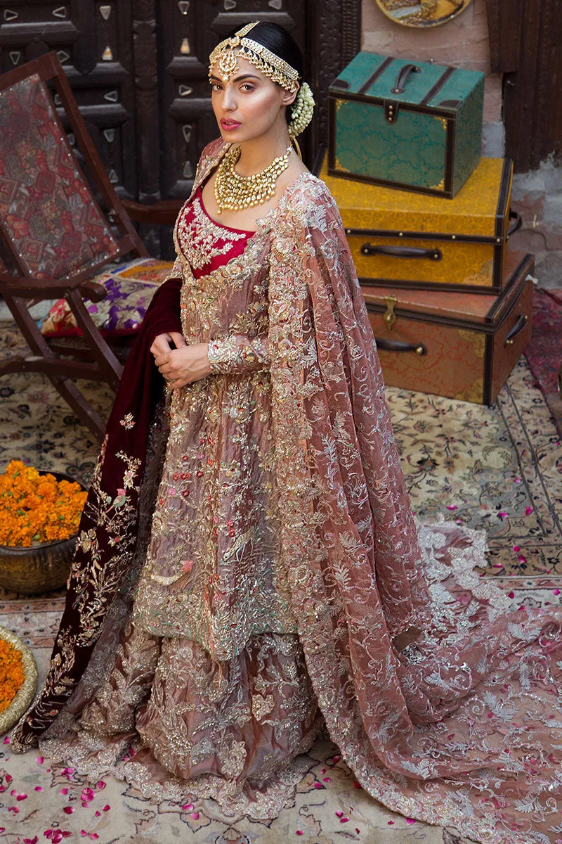 Designer Indian Bridal Wear Pink Lehenga Gown Dress