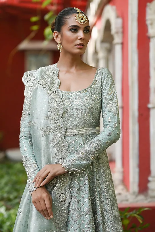 Designer Light Blue Lehenga Gown for Indian Bridal Wear