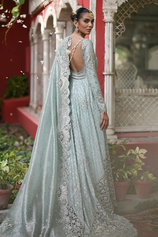 Designer Light Blue Lehenga Gown for Indian Bridal Wear
