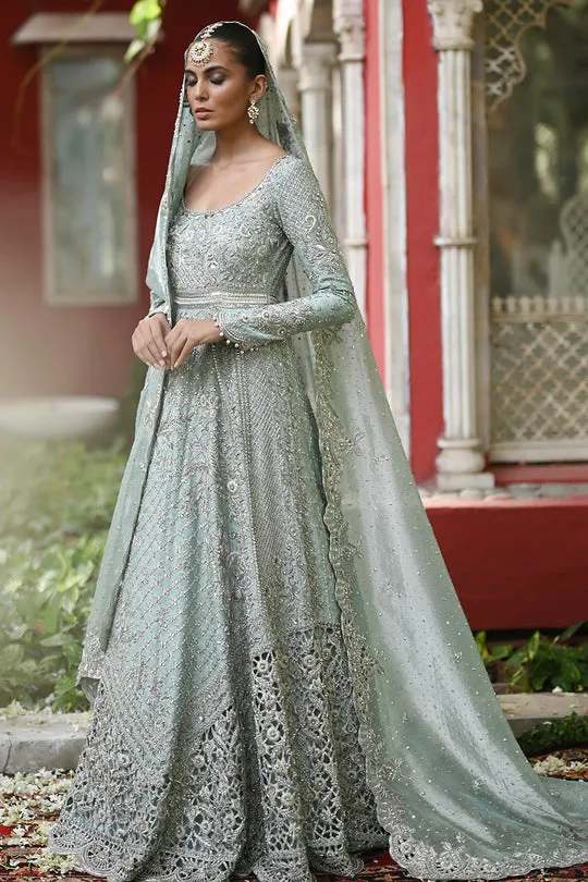 Designer Light Blue Lehenga Gown for Indian Bridal Wear