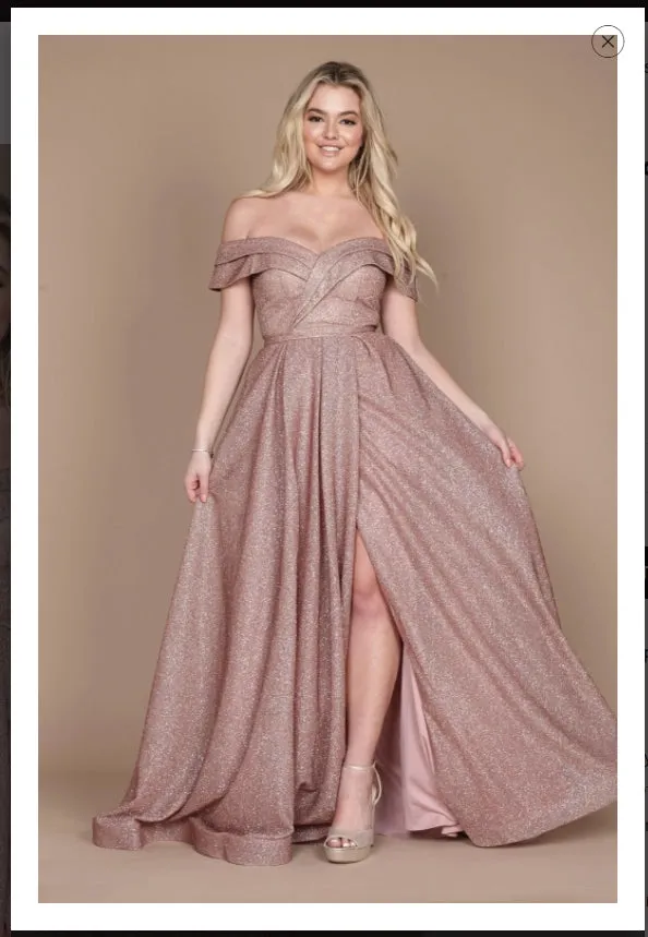 Dylan & David's DD1289 Long Off Shoulder Glitter Prom Dress