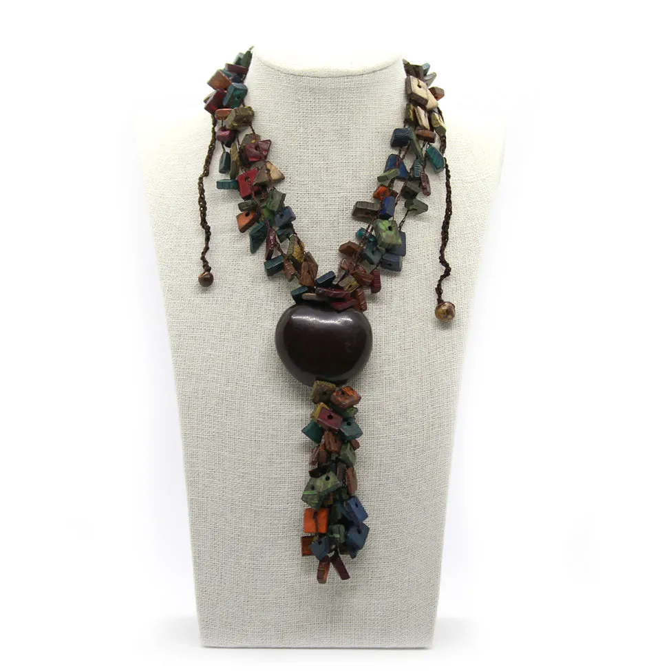 Earthy: Multicolor Coconut Husk Necklace Set