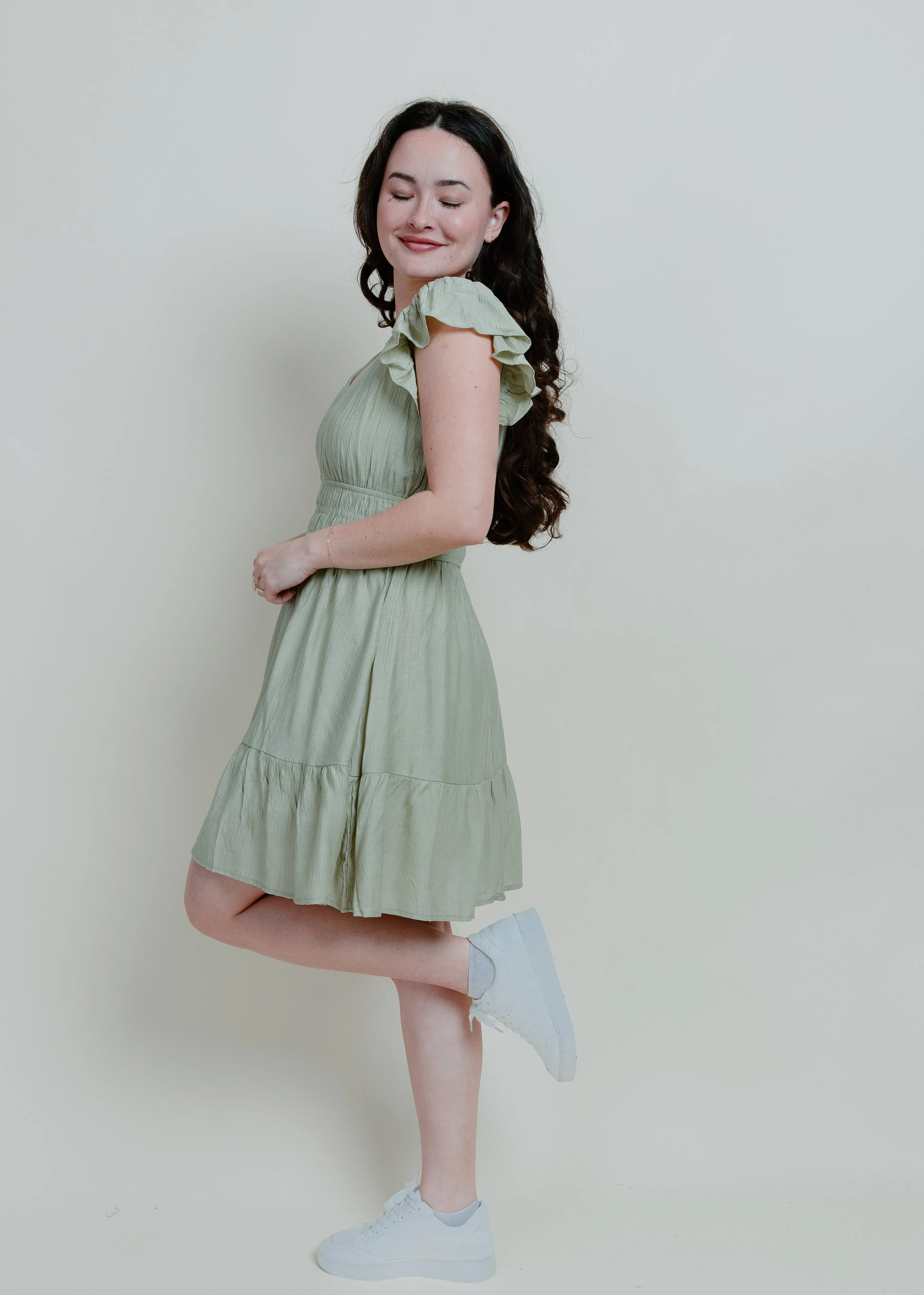 Eden Mini Dress - Sage