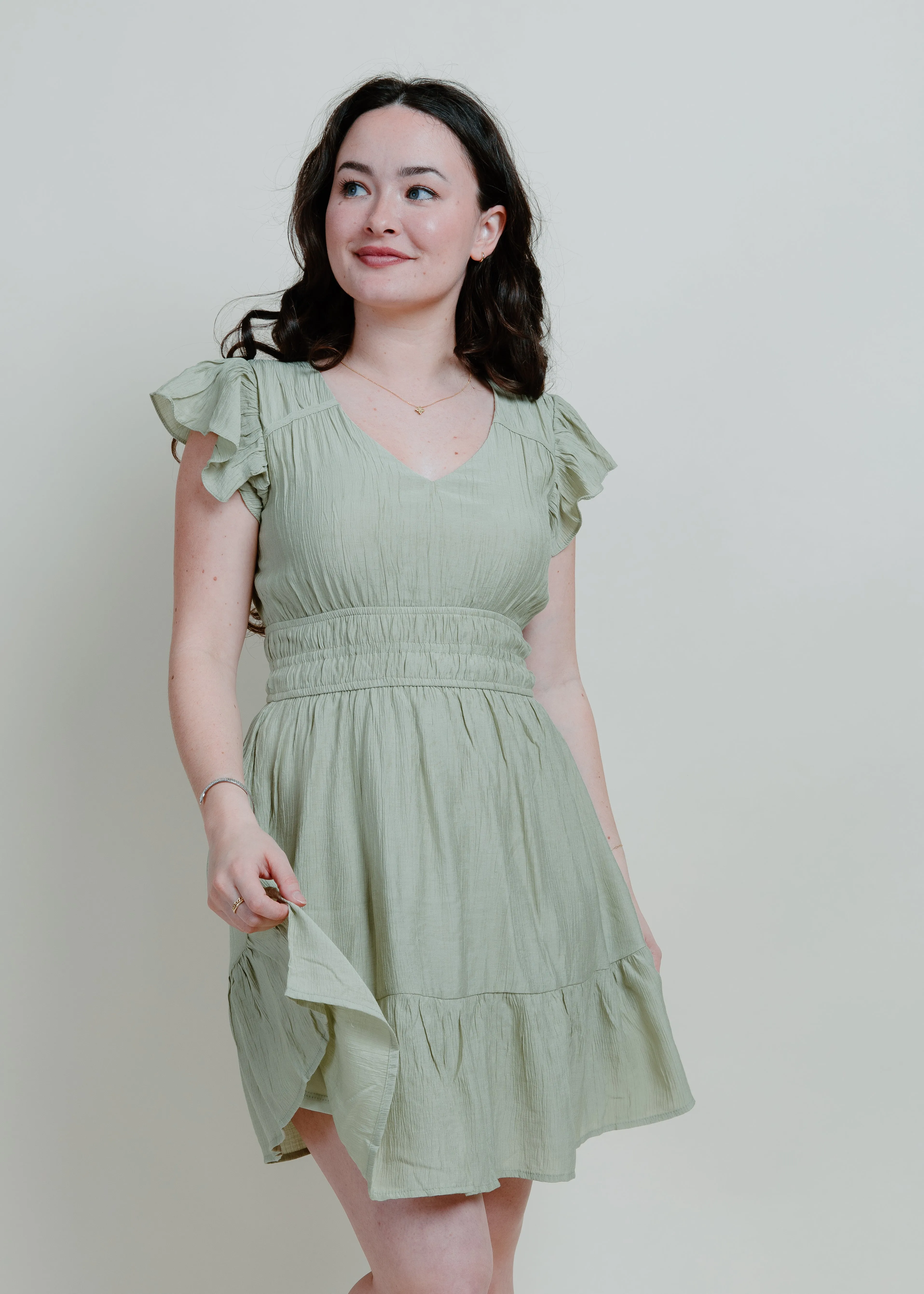 Eden Mini Dress - Sage
