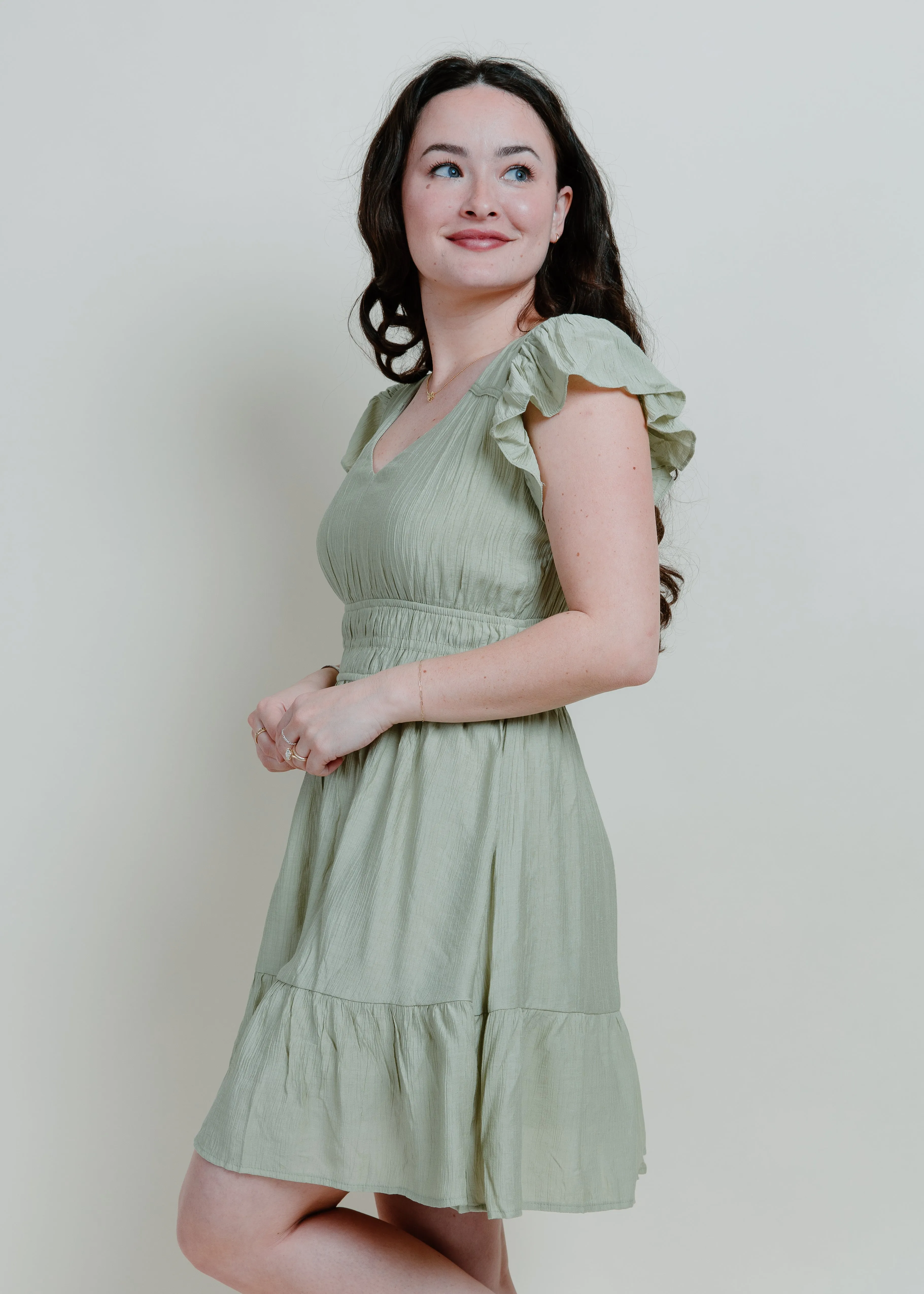 Eden Mini Dress - Sage