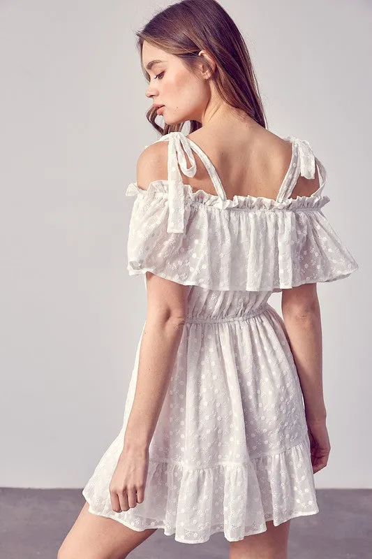EG fashion Juniors Cold Shoulder Ruffle Dress