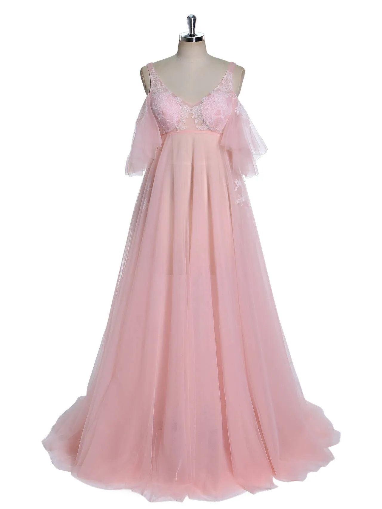 Elegant V Neck Maternity Dress for Photo Shoot Baby Shower Dress YW241000