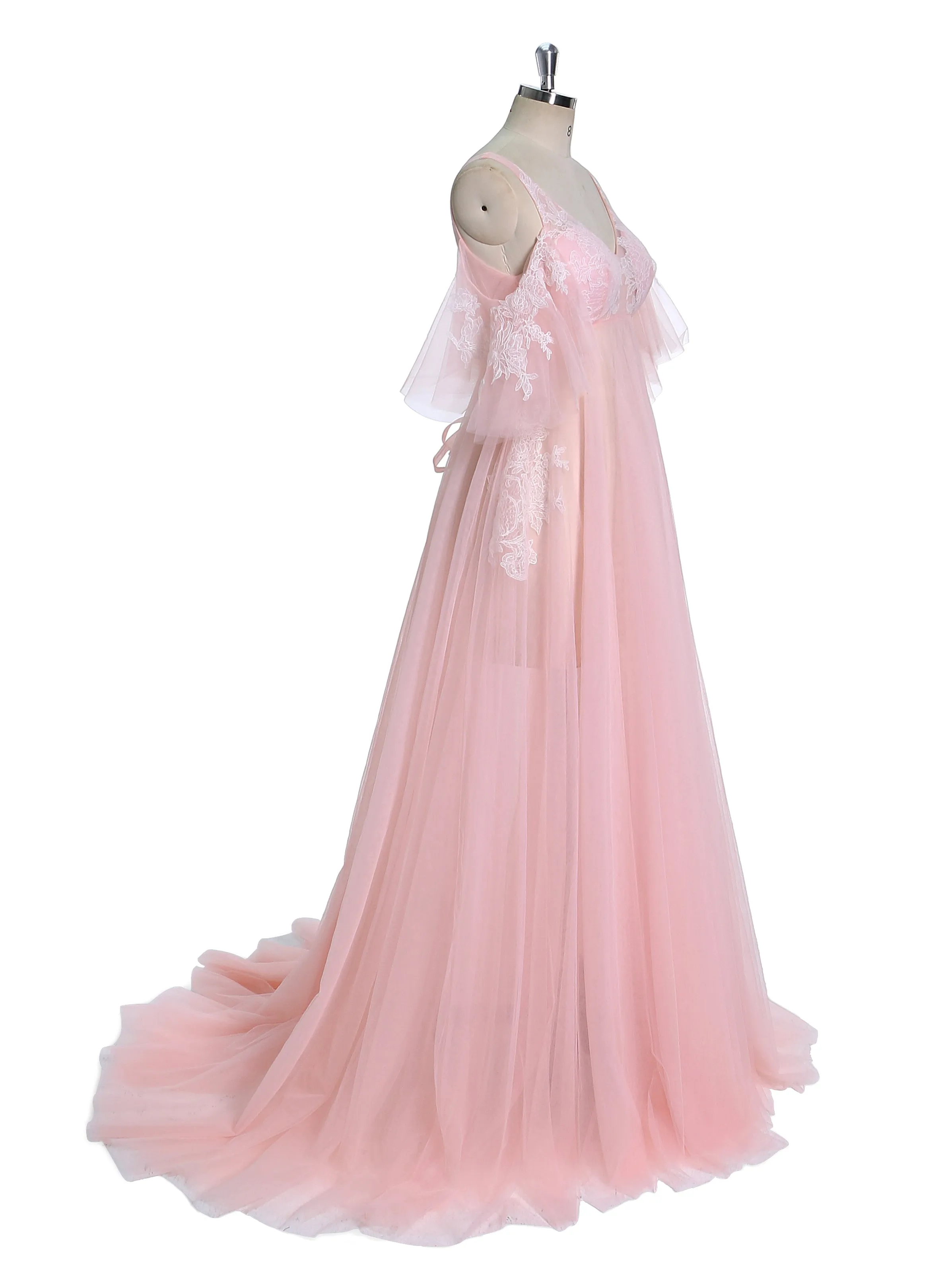Elegant V Neck Maternity Dress for Photo Shoot Baby Shower Dress YW241000
